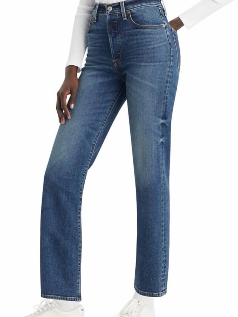 Levi's Women's Ribcage Straight Jeans, 28 reg, medium stretch hourglass shape!
